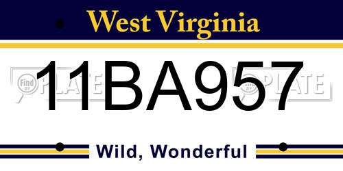 11BA957 West Virginia License Plate