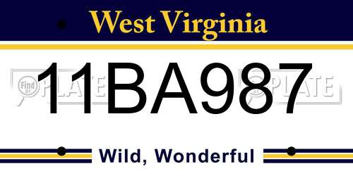 11BA987 West Virginia License Plate