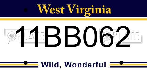 11BB062 West Virginia License Plate