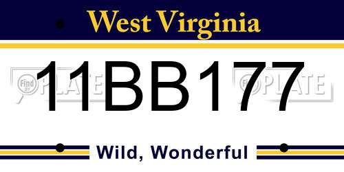 11BB177 West Virginia License Plate