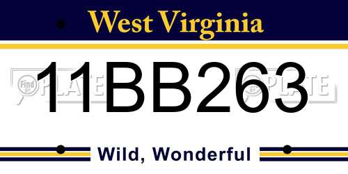 11BB263 West Virginia License Plate