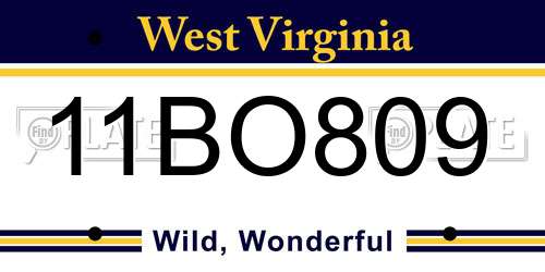 11BO809 West Virginia License Plate