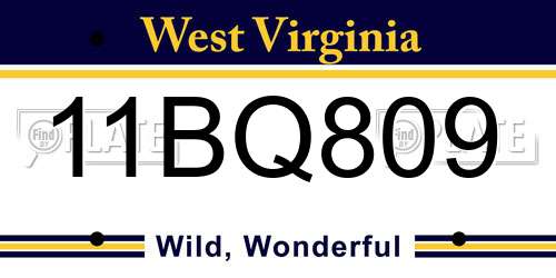 11BQ809 West Virginia License Plate