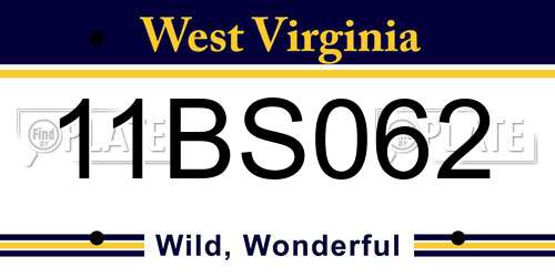 11BS062 West Virginia License Plate
