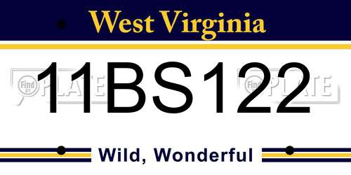 11BS122 West Virginia License Plate