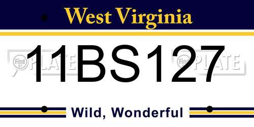 11BS127 West Virginia License Plate