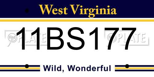 11BS177 West Virginia License Plate