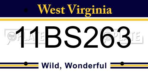 11BS263 West Virginia License Plate