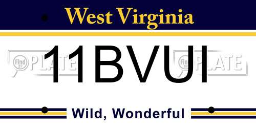 11BVUI West Virginia License Plate