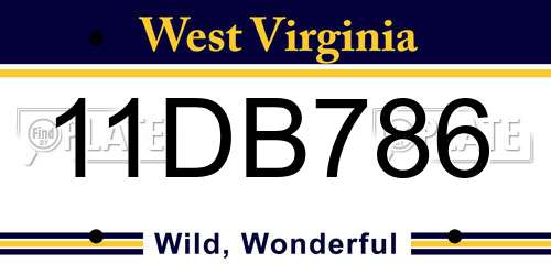 11DB786 West Virginia License Plate