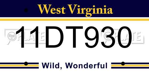 11DT930 West Virginia License Plate
