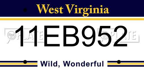 11EB952 West Virginia License Plate