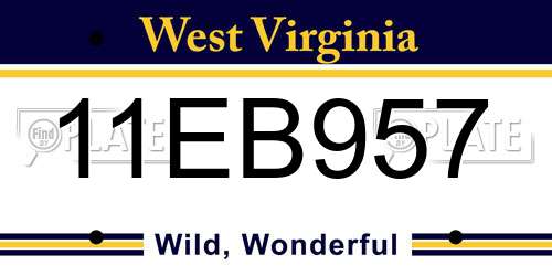 11EB957 West Virginia License Plate