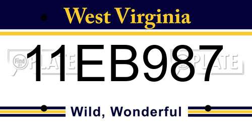 11EB987 West Virginia License Plate