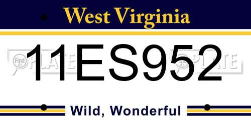 11ES952 West Virginia License Plate