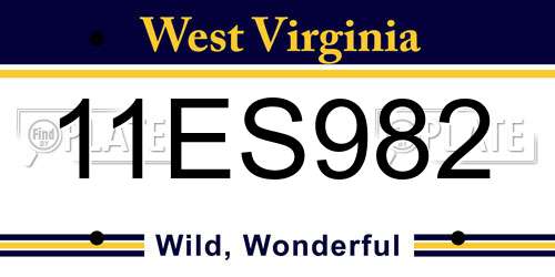 11ES982 West Virginia License Plate