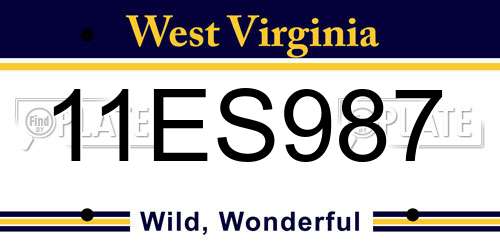11ES987 West Virginia License Plate