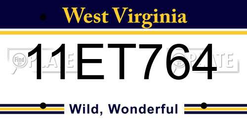11ET764 West Virginia License Plate