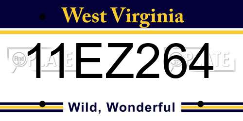 11EZ264 West Virginia License Plate