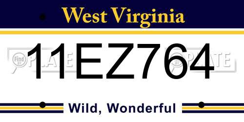 11EZ764 West Virginia License Plate