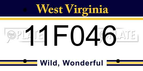 11F046 West Virginia License Plate