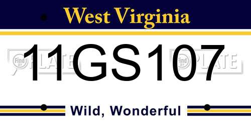 11GS107 West Virginia License Plate