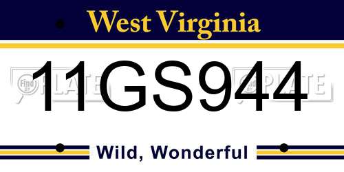 11GS944 West Virginia License Plate