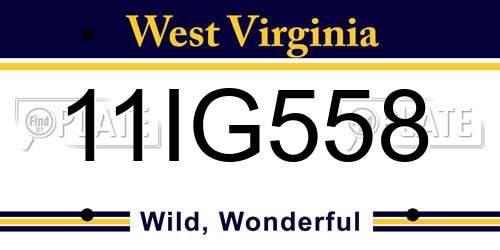 11IG558 West Virginia License Plate