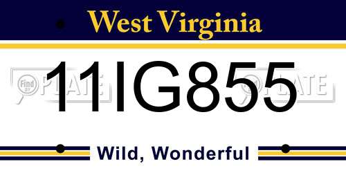 11IG855 West Virginia License Plate