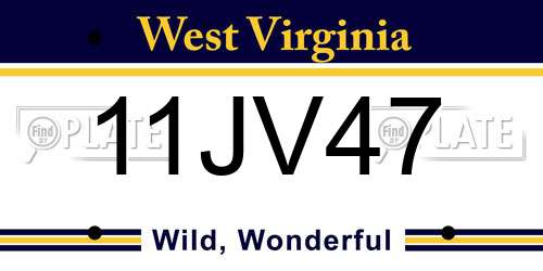 11JV47 West Virginia License Plate