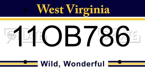 11OB786 West Virginia License Plate