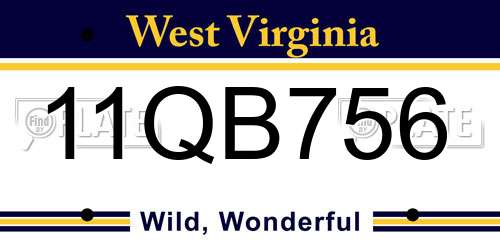 11QB756 West Virginia License Plate