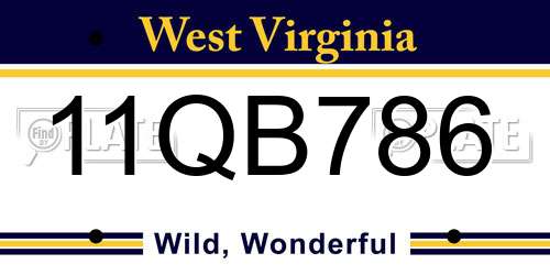 11QB786 West Virginia License Plate
