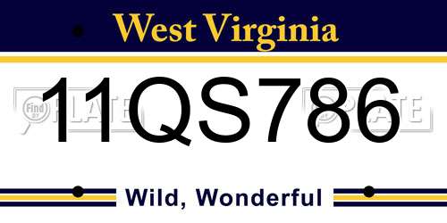 11QS786 West Virginia License Plate