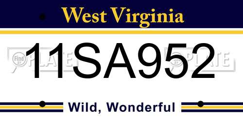 11SA952 West Virginia License Plate