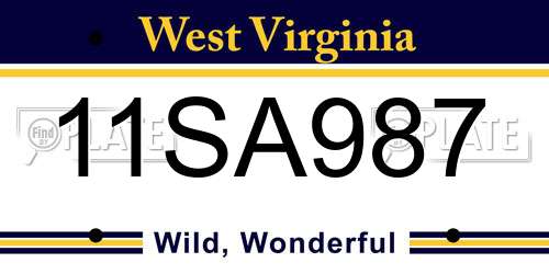 11SA987 West Virginia License Plate
