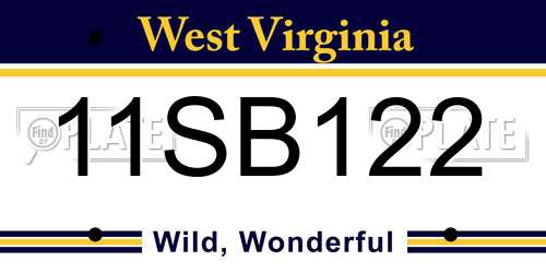 11SB122 West Virginia License Plate