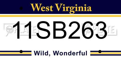 11SB263 West Virginia License Plate