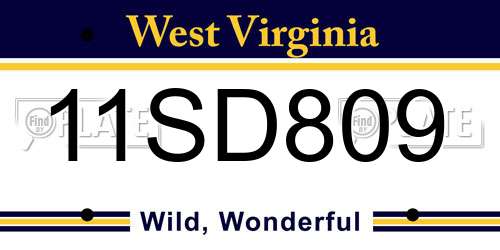 11SD809 West Virginia License Plate