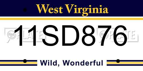 11SD876 West Virginia License Plate