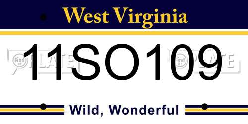 11SO109 West Virginia License Plate