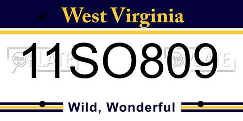 11SO809 West Virginia License Plate