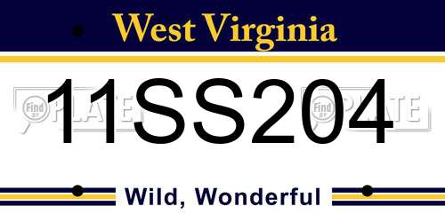 11SS204 West Virginia License Plate