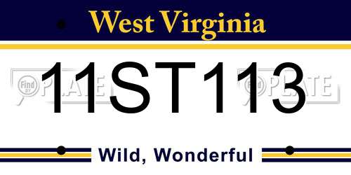 11ST113 West Virginia License Plate