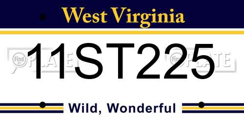 11ST225 West Virginia License Plate