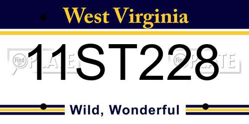 11ST228 West Virginia License Plate