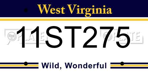 11ST275 West Virginia License Plate