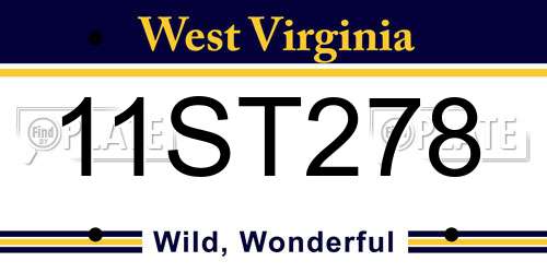 11ST278 West Virginia License Plate