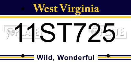 11ST725 West Virginia License Plate