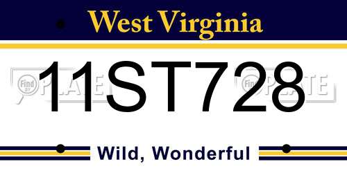 11ST728 West Virginia License Plate